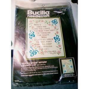 Bucilla sampler cross stitch kit Morning Prayer 48552 God religious USA 16 X 20